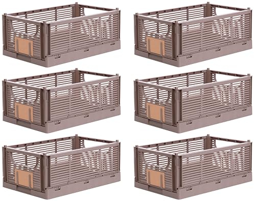 Brandsseller Boîte pliante S Lot de 6 Panier à Provisions stable Corbeille de Transport empilable Caisse de Rangement - Marron