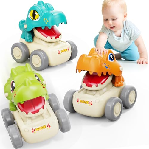 MOONTOY Auto Spielzeug ab 1 Jahre Junge Mädchen, 3 Stück Tiere Spielzeugauto Rennauto, Press and Go Auto Baby Spielzeug für Kleinkin10 12 18 Monate, Ostern Geschenk für Kinder 1 2 3 Jahr Junge Mädchen