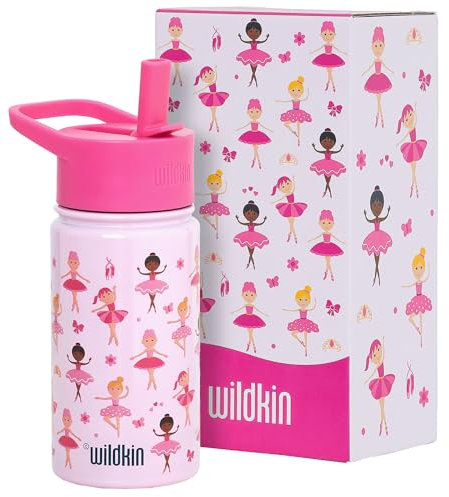 Wildkin Kids Stainless Steel Water Bottle, 14oz, Ballerina