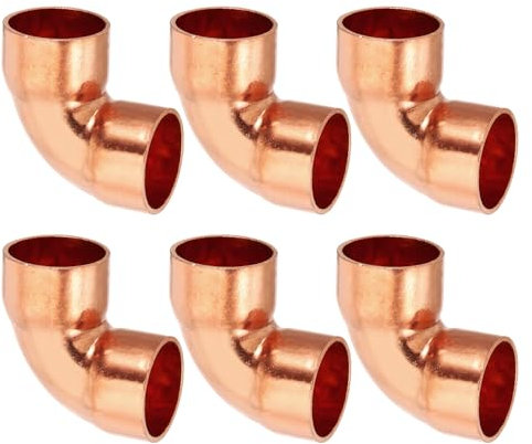 PATIKIL Raccordo in Rame a Gomito da 18mm Id e 1mm Spessore, 6pz Raccordo per Tubo in Rame Puro 99,9% Raccordo per Tubo a Raggio Corto con Connessione a Saldare per Hvac