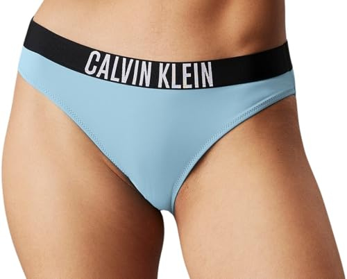 Calvin Klein Donna Slip Bikini con Fascia con Logo, Blu (Skim Blue), S