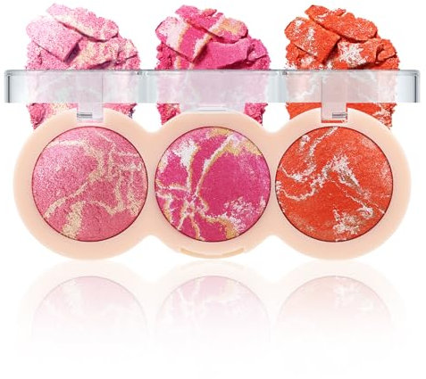 Boobeen Baked Powder Blush, Fard Pressato Illuminante per il Viso, Trucco in Polvere per la Finitura, Tinta Naturale per le Guance, Bagliore a Lunga Durata, Facilmente Sfumabile