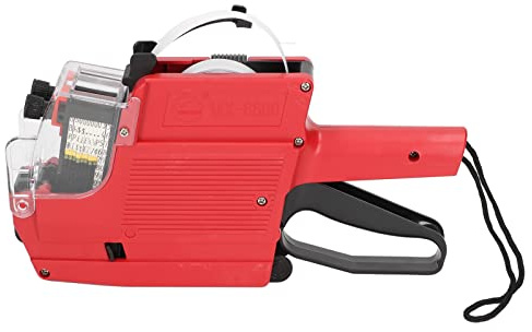 MX - 6600 2 - Radprispistolpit med Bläckhjul, Prislapp Gun 10 Siffror 2 Rader Labeller Marker Attacher Tool för Office Retail Store (Röd)