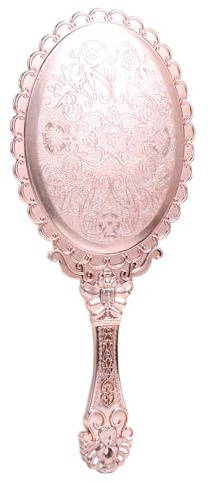 Espejo de mano vintage, espejo de maquillaje con relieve de rosa pequeña, espejo pequeño tallado, espejo de tocador portátil, espejo de estilo antiguo