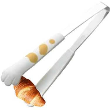 Pinzas de cocina para gatos - pinzas de cocción de silicona, pinzas de acero inoxidable con mango | Calor -pinza de agarre resistentes con puntas de silicona no resbaladizas para cocinar, tostadas