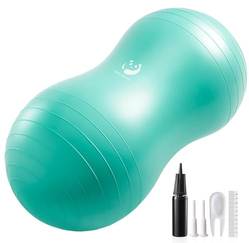 Slim Panda Anti-Burst Erdnussball 100x50 cm – Zertifizierter Yoga & Therapieball mit Wabenstruktur Für Fitness, Büro, Kinder, Physio & Schwangerschaft (Grün)