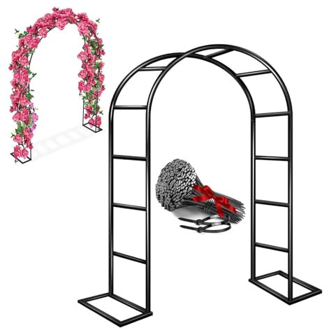 Arco de Jardín Grande de Hierro Forjado para Rosas,Arco De Rosas Y Plantas Trepadoras De Jardín 120 cm a 350 cm Tutor Enrejado para Al Aire Libre para Boda, Fiesta, Ceremonia Exteriores(Negro,W120 X H