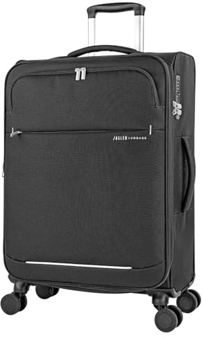 Jaslen - Maleta Mediana con 4 Ruedas Giratorias para Viajes Largos Tipo Trolley Ideal como Maletas de Viaje Grandes 23 Kilos y Maleta Viaje Mediana Resistentes, Negro