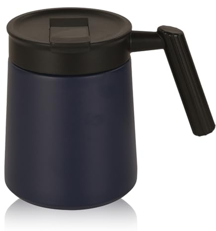 Thermal Travel Mug - 316 Stainless Steel Portable Coffee Cup, Flask Cup for Hot or Cold Beverages​, Multi-Layer Camping Mug with Handle & Leak-Proof Lid, 500ml (Navy Blue)