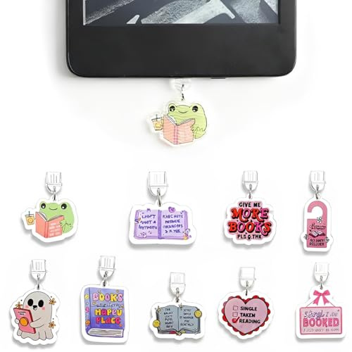 BCHKO Set de 9 Protectores de Polvo para Kindle, Tapas de Conexión Tipo C/USB-C, Colgantes Creativos para Lectura, Regalo Ideal para Amantes de los Libros
