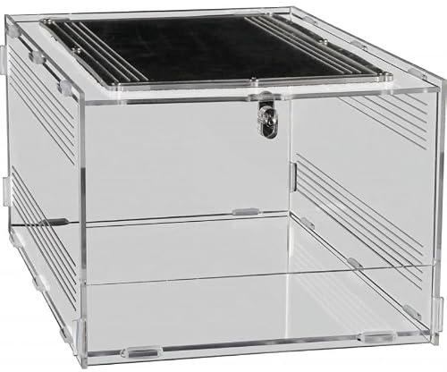 Repto Terra Clear Acrylic Terrarium with Mesh Top & Safety Lock – Compact Reptile & Invertebrate Enclosure, High Clarity, Easy Assembly (30 x 20 x 15.5)
