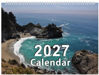 2027 Väggkalender 12 Månaders Hängbar Jan-Dec Naturplanerare | Vägglandskapsdekor Almanacka för Studie Skola Uppgift Kontor Städning Träning Träningspass Semester Fest Födelsedag