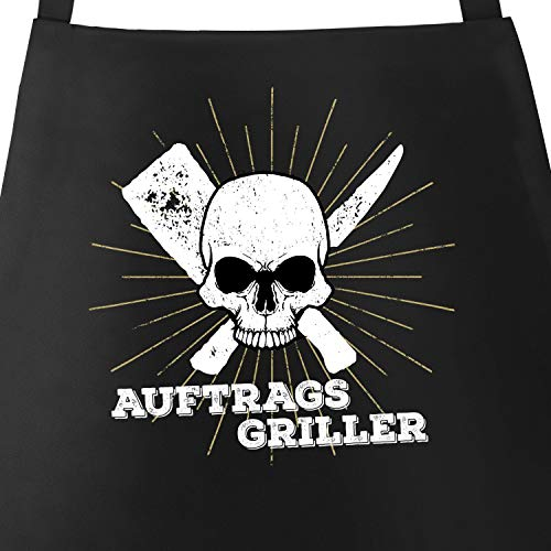 MoonWorks coole Herren Grillschürze Auftragsgriller Totenkopf Skull Küchenschürze Barbecue-Schürze Fun-Schürze schwarz unisize