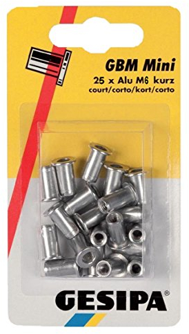 Gesipa 1464839 Poly grip Ecrou à Sertir, Argent, M6 x 9 x 18 mm, Set de 25 Pièces