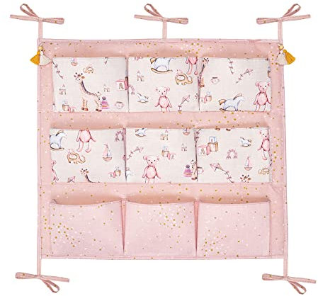 Organizador lateral para cuna de bebé, bolsa organizadora, contenedor de almacenamiento para guardería para cambiador, organizador portátil de viaje para coche (rosa)
