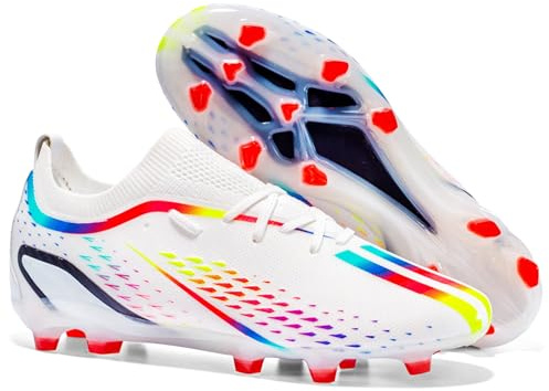 Scarpe da Calcio da Uomo e Bambino Scarpa Cinque Persone Outdoor Indoor Chiodate Scarpe da Atletica Bianco 38 EU