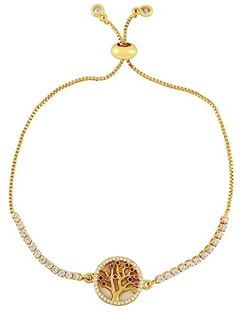 Gold Runde Kreuz Jungfrau Maria Armbänder Frauen Stein Baum des Lebens Bolo Armband Armreif Cz Schmuck