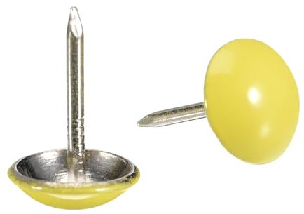 QUARKZMAN 40Pcs Clous de Tapissier, Tête Ronde de 11mmx17mm, Clous Décoratifs pour Meubles, Canapés, Têtes de Lit, Jaune