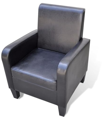 Gecheer Sillón de Cuero sintético Negro,Butaca de Salón Sillon Relax para Dormitorio, Salon o habitacion,Type 2