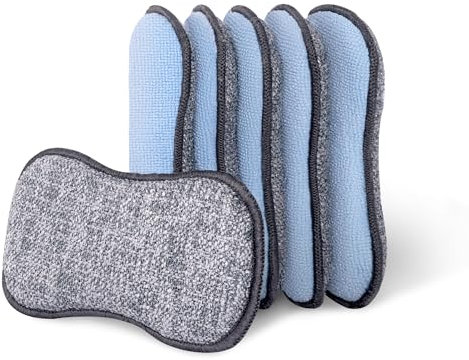 GRANNY SAYS Küchenschwamm, 6 Stück Spülschwämme, langlebiger Putzschwamm Bad, doppelseitig Spülschwamm, Topfreiniger Schwamm mit Mikrofaser, waschbar zum wiederverwenden Reinigungsschwamm, Sponges