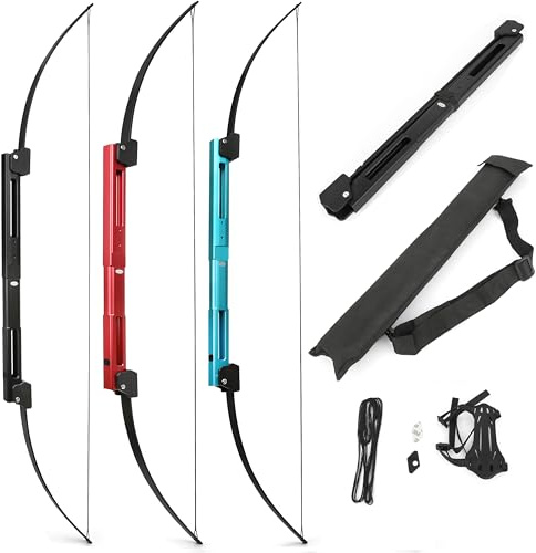 Poearcus Arc Pliant 35lb Aluminium Arc Recurve Arc Droit Portable pour droitier et gaucher, Chasse, tir à la Cible, avec Sac d'arc (Noir)