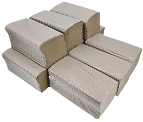 Higiene Online Toallas Secamanos Recicladas Zig-Zag | Paquetes de 200 Unidades | Papel Kraft Ecológico 2 Capas | Econature (1800)