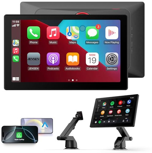 Car Display Compatible with Carplayy and Android Car, Portable Android Auto Display 9 Inch IPS Touch Screen, Auto-Elektronik with Buddy Display/Siri/Googlee Assistant/Fm/Aux (9 Zoll)