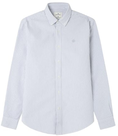 Springfield Oxford Clásico De Rayas con Bordado De Árboles, Azul, L