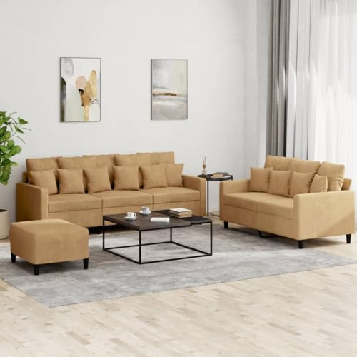 RJPLMFV Set di Divani 3 pz con Cuscini Marrone in Velluto Couch Divano per Soggiorno Adatto per camere da letto