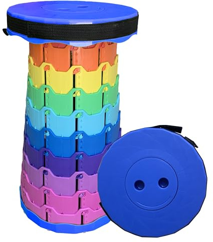 Sgabello telescopico portatile, sgabello pieghevole regolabile in altezza, leggero, robusto e durevole, adatto per campeggio all'aperto, pesca, barbecue ed escursionismo, cucina interna, portata 199,6