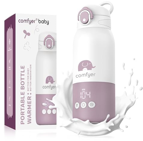 Comfyer BW01 Tragbarer Flaschenwärmer Baby unterwegs für Baby, 12000mAh Akku, Schnelles Aufheizen 2 Min für Muttermilch&Wasser, Flaschenwärmer für Auto, Flugzeugreisen On-the-Go