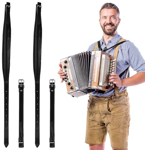 TOVINANNA Correa de Hombro para Acordeón de Cuero Negro, Ajustable, Resistente al Desgaste, Cómoda para Músicos Principiantes y Profesionales, Accesorio Versátil para Instrumentos Musicales