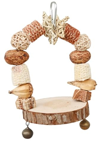 Altalene per uccelli, Amaca in legno, materiale: legno/frutta/mais, giocattolo di, per gabbia, gioco per masticare, parrocchetto, cacatua, pinza