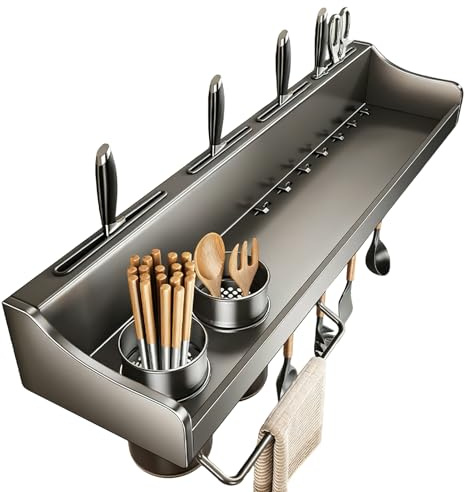 Support de découpe pour comptoir de cuisine | Support de rangement mural sans perçage, étagère de cuisine, comptoir de cuisine, bar, maison, couverts d'intérieur