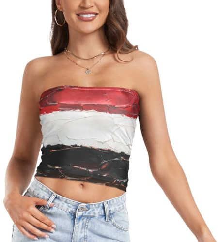 Republiken Jemen flagga mjuk axelbandslös crop top tub topp bandeau för sommaren