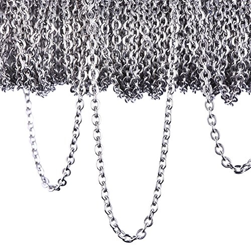 Outus 12 Meter Edelstahl Kabel Kette Link Kette Unisex DIY Silber (2,4 mm) Modeschmuck Modernes NECKLACE Halskette für Schmuck Zubehör