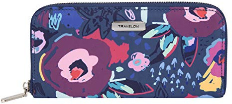 Travelon Women's RFID Blocking Single Zip Wallet, Mod Floral, One Size