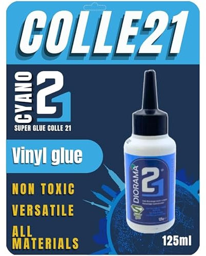 Colle Blanche Vinylique Super Glue Colle21 - Flacon de 125 ml, Colle à bois ultra forte, Colle blanche extra résistante pour menuiserie, bricolage et travaux de précision