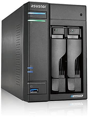 Asustor Lockerstor 2 AS6602T - 2 Bahías servidor NAS, CPU Quad Core 2.0 GHz, 4GB de RAM DDR4, M.2 NVMe SSD caché, Dispositivo de Almacenamiento en Red (Sin Disco)
