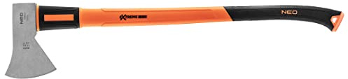 Neo Tools Hacha de 1500 g, Mango de Fibra de Vidrio, ergonómico, Robusto, Resistente, Mango Antideslizante, Cabeza de Acero Duradera según Norma DIN Hacha Universal para Trabajar Madera