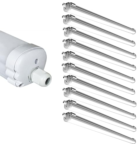 pureled 36W LED Feuchtraumleuchte IP65 120cm Wannenleuchte Neutralweiß 4000K Werkstatt Garage Keller (10er Set)