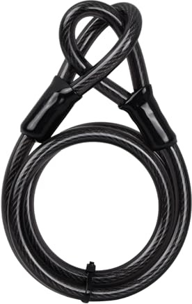 Wisebom Cavo di sicurezza per bicicletta, 12 mm x 1,2 m, cavo intrecciato in acciaio, cavo di sicurezza in acciaio con occhielli, lucchetto per la sicurezza della bicicletta