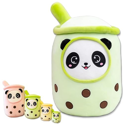 Bubble Tea PlüSch, Stofftier Boba Kuscheltiere, Boba PlüSch Kissen Weiches Panda Boba PlüSchtier Geschenke füR Kinder(Grün,35cm)