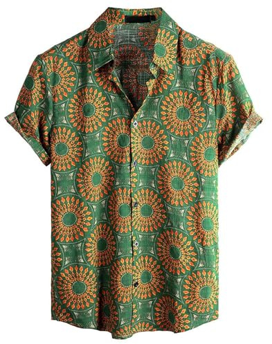 Camisa de hombre casual cómoda con estampado, camisa de hombre ajustada, camisa de ocio, camisa de manga corta para hombre, camisa hawaiana vintage de moda, camiseta de festival de talla grande, AG