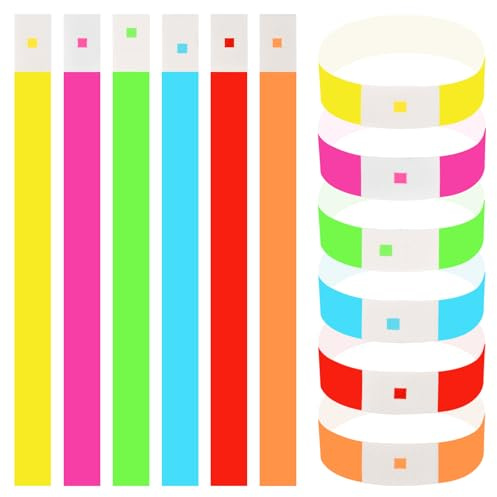 600 Pezzi Braccialetti Carta Eventi, Braccialetti Identificativi, Braccialetti Discoteca Impermeabili per Festival Feste Musicali Concerti Concorsi, 25×2cm (Colore)