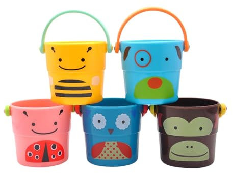 Dickly 5 stück Baby Bad Dusche Eimer Kinder Badewanne Spielzeug Wasser Spielzeug Mini Tassen für Kleinkinder