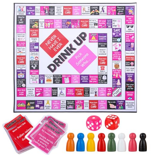 Cunegra Drinking Board Game for Adults, Adult Monopoly Board Game, Drinking Games for Girls Night Bachelorette, Waterproof Drinking Card Games for 2-8 Players, Age 18+