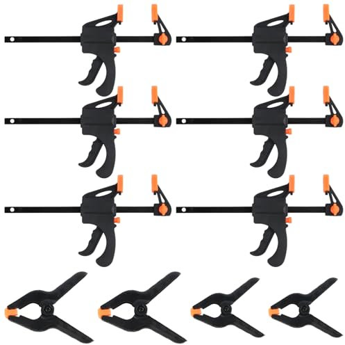 4 Pcs 4 Inch Clamps for Woodwork Quick Grip Clamps and 4 Pcs Spring Clamp for Woodworking(2 & 3 Inch), Carpentry Bar Jaws Ratchet Wood Clamp Set for DIY Projects