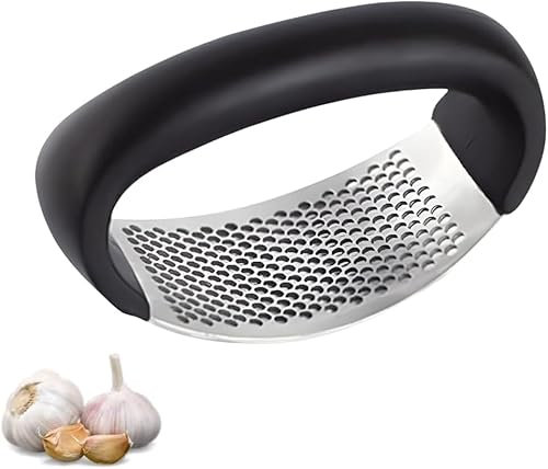 PARENCE.- Spremiaglio multifunzionale in acciaio inox - Macinaaglio piccolo e compatto con impugnatura ergonomica - Nero