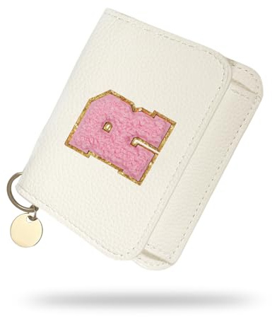 Girls Wallet, Initial Women's Wallets, White Small Wallet for Kids with 5 Card Slots Holder, Personalised Purses Gifts for Girls and Women, Birthday Gift, Christmas Gifts, Travelling Wallets Gift (R)